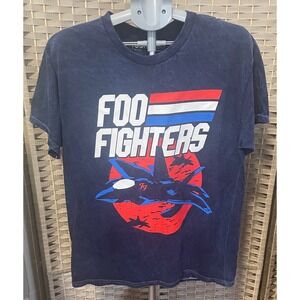 Foo Fighters Mens Navy Blue 94 Fighter Jet Graphic T-Shirt Large New